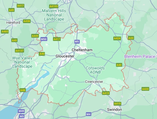 Gloucestershire map - compensation claim solicitors