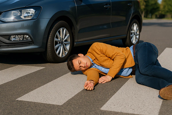 pedestrian hit by car